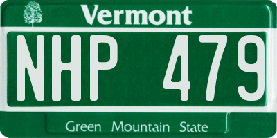 VT license plate NHP479
