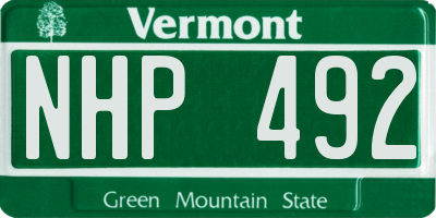 VT license plate NHP492