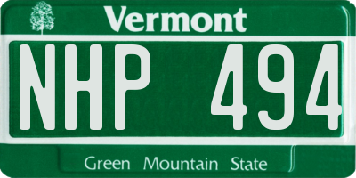 VT license plate NHP494