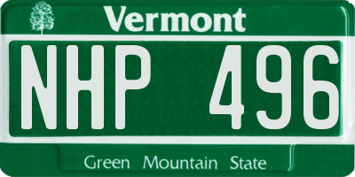 VT license plate NHP496