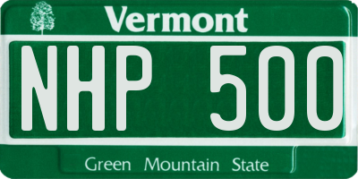 VT license plate NHP500