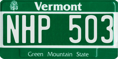 VT license plate NHP503