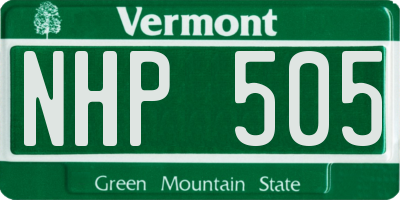VT license plate NHP505