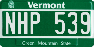 VT license plate NHP539