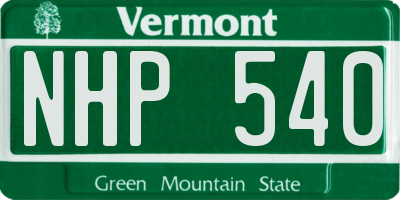 VT license plate NHP540
