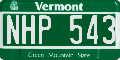 VT license plate NHP543