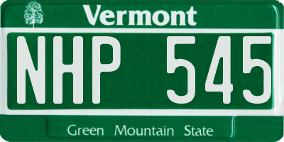 VT license plate NHP545