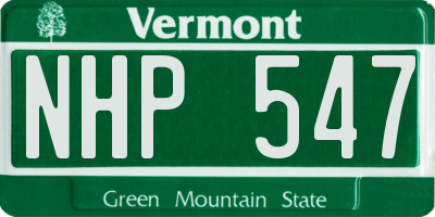 VT license plate NHP547