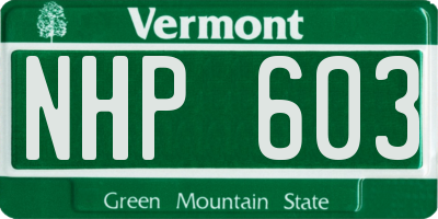VT license plate NHP603