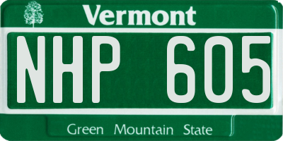 VT license plate NHP605
