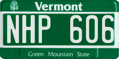 VT license plate NHP606