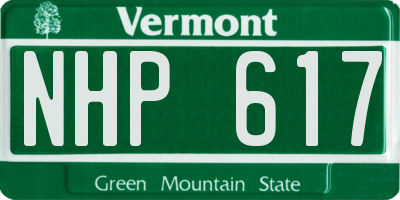 VT license plate NHP617