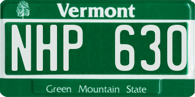 VT license plate NHP630