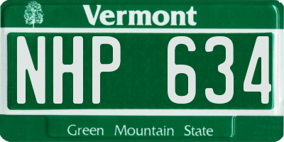 VT license plate NHP634