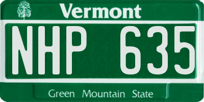 VT license plate NHP635