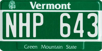VT license plate NHP643