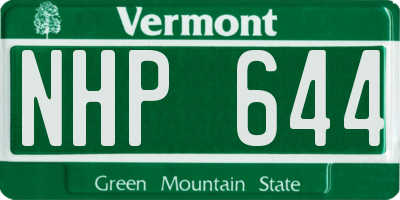 VT license plate NHP644