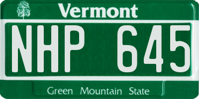 VT license plate NHP645