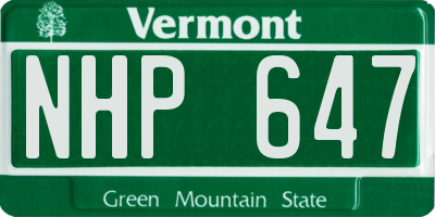 VT license plate NHP647