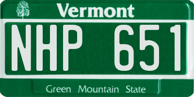 VT license plate NHP651
