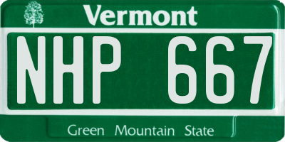 VT license plate NHP667