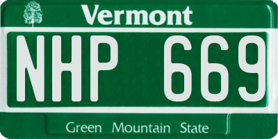 VT license plate NHP669