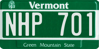 VT license plate NHP701