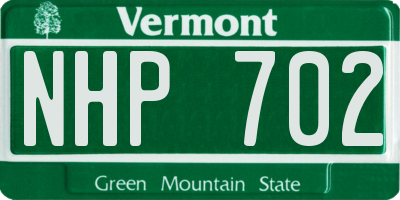 VT license plate NHP702