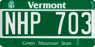 VT license plate NHP703