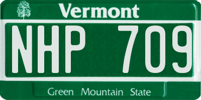 VT license plate NHP709