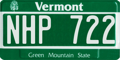 VT license plate NHP722