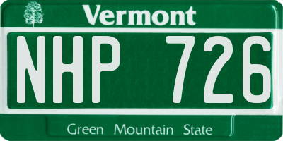 VT license plate NHP726