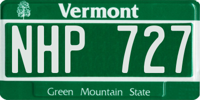 VT license plate NHP727