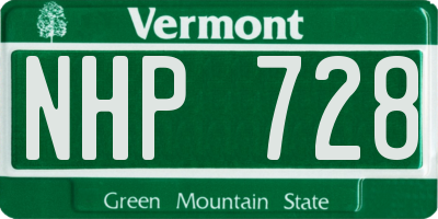 VT license plate NHP728