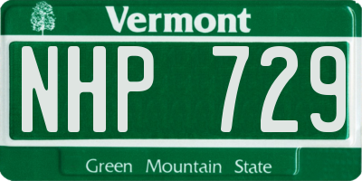 VT license plate NHP729
