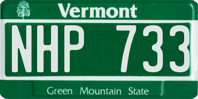 VT license plate NHP733