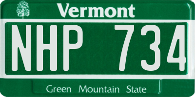 VT license plate NHP734