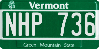 VT license plate NHP736