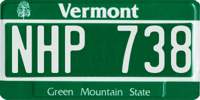 VT license plate NHP738