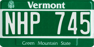 VT license plate NHP745