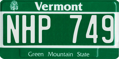 VT license plate NHP749