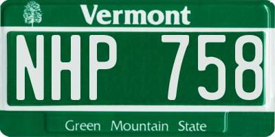 VT license plate NHP758