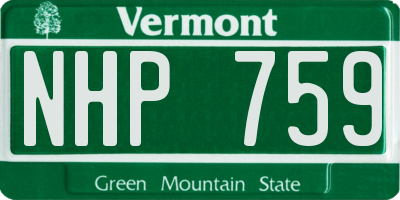 VT license plate NHP759