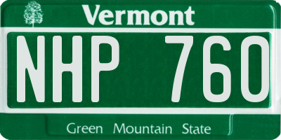 VT license plate NHP760