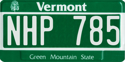 VT license plate NHP785