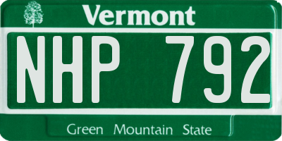 VT license plate NHP792