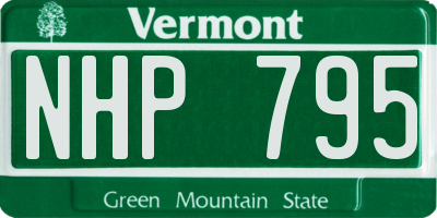VT license plate NHP795