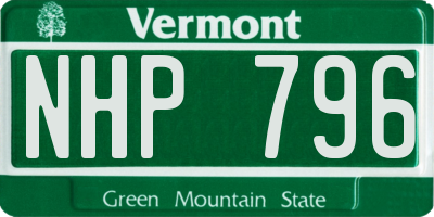 VT license plate NHP796
