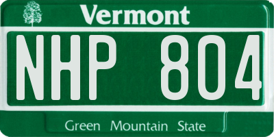 VT license plate NHP804