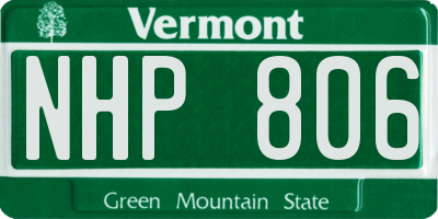 VT license plate NHP806